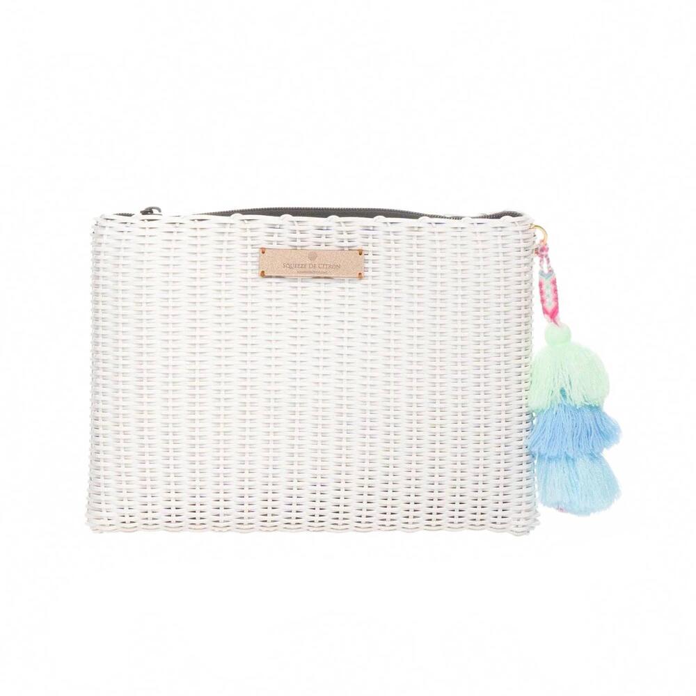 NEW SQUEEZE DE CITRON women's leche lemon drop citron clutch bag in white
